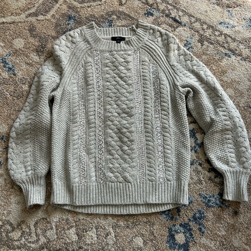 J. Crew Cable Knit Sweater with sequin size small